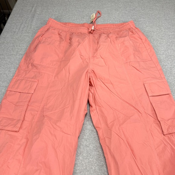 Aerie Womens XXL Coral Pink Cargo Pants Cotton Drawstring Wide Leg MSRP $54 - Picture 16 of 16